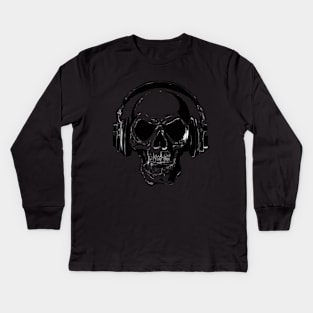 Skull With Headphones Kids Long Sleeve T-Shirt